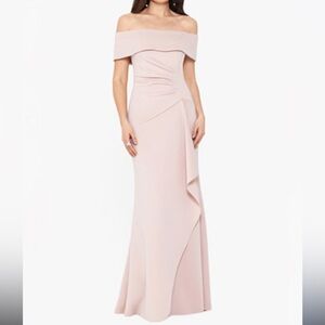 XACAPE Off-Shoulder Blush Pink Evening Gown 14